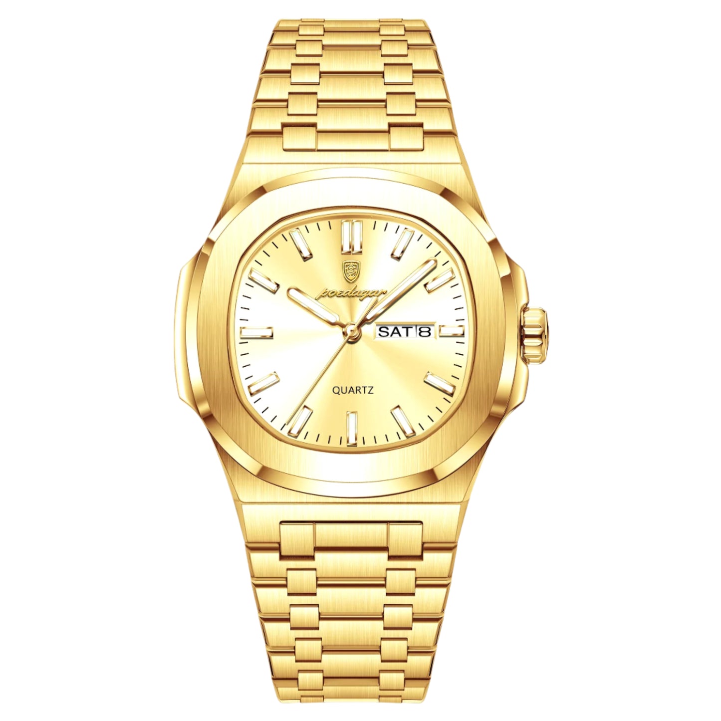 Luxury Military Man Watch Square Waterproof Luminous Date Week Men Watch Stainless Steel Quartz Men'S Watches Reloj+Box