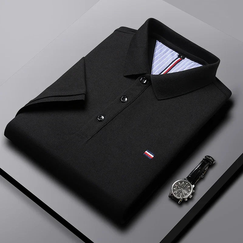 Men'S Casual Fashion Breathable Polo Shirt Comfortable Embroidered Top for Business and Leisure