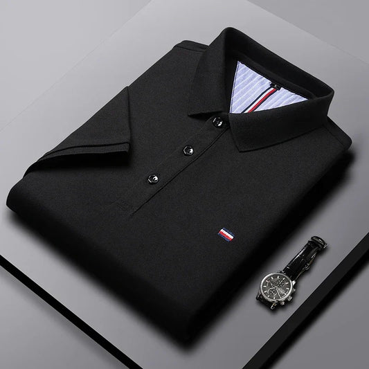 Men'S Casual Fashion Breathable Polo Shirt Comfortable Embroidered Top for Business and Leisure