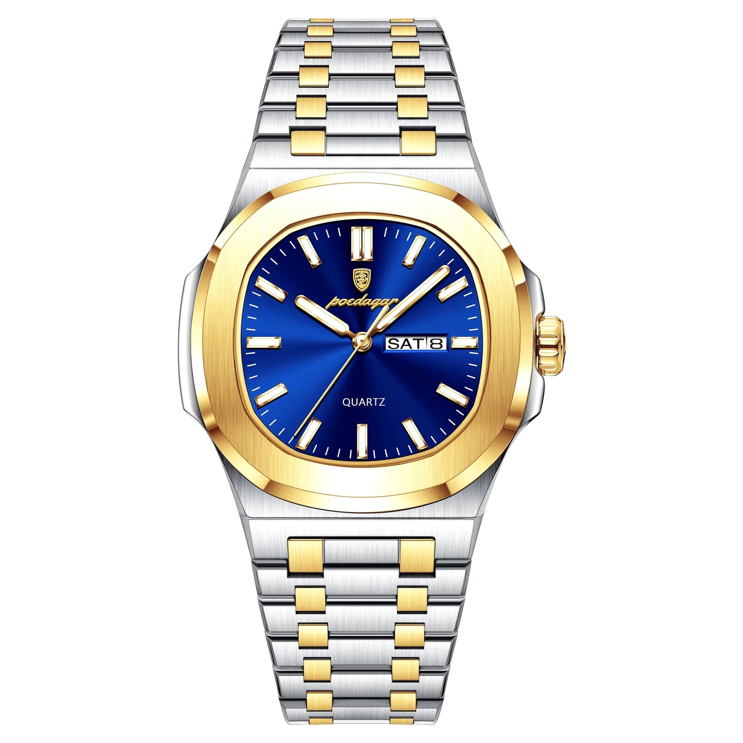 Luxury Military Man Watch Square Waterproof Luminous Date Week Men Watch Stainless Steel Quartz Men'S Watches Reloj+Box