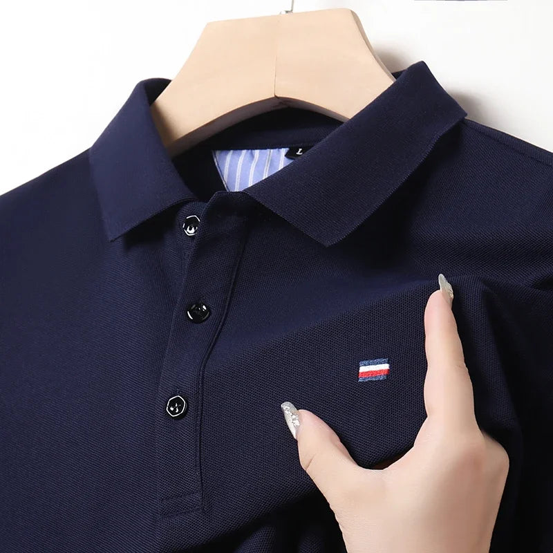 Men'S Casual Fashion Breathable Polo Shirt Comfortable Embroidered Top for Business and Leisure