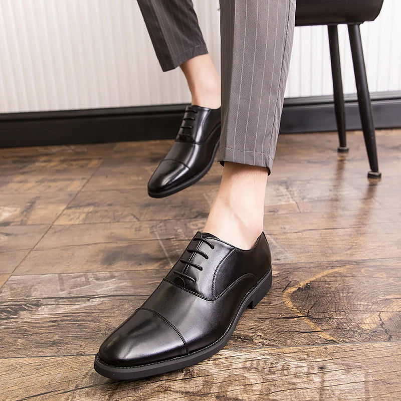 Luxury Business Oxford Leather Shoes Men Breathable Rubber Formal Dress Shoes Male Office Wedding Flats Footwear Mocassin Homme