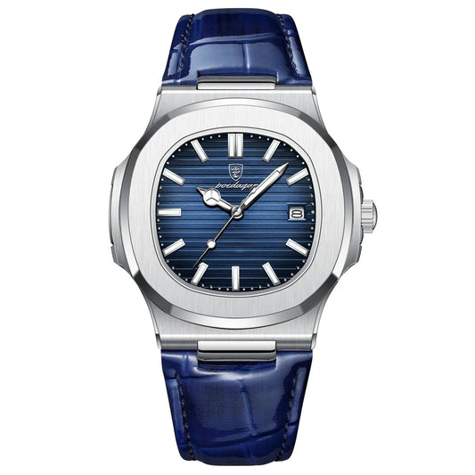 Top Luxury Square Man Watch Date Waterproof Luminous Quartz Men Watches High Quality Fashion Sports Leather Men'S Watch