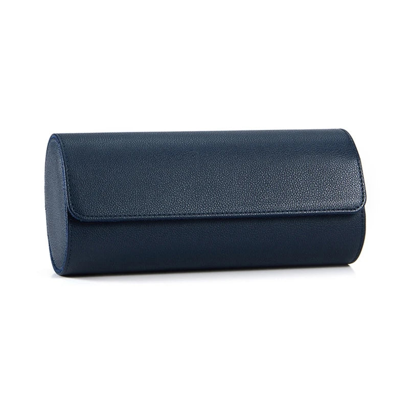2023 New Blue Portable Watch Box High-Grade Leather Watch Storage Box Dust-Proof and Anti-Fall Multi-Function Watch