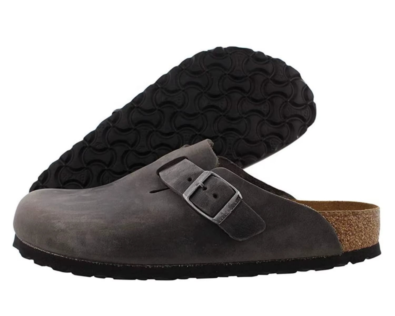 Factory Custom High Quality Men'S Leather Mules Cow Suede Cork Clogs for Indoor Outdoor