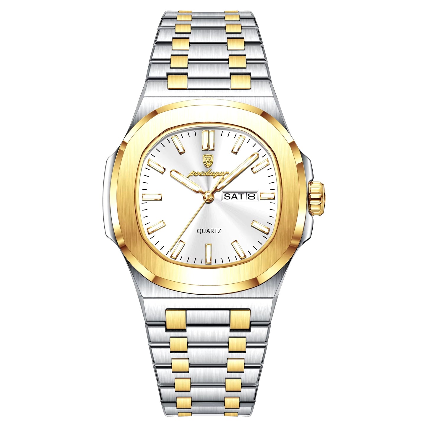 Luxury Military Man Watch Square Waterproof Luminous Date Week Men Watch Stainless Steel Quartz Men'S Watches Reloj+Box