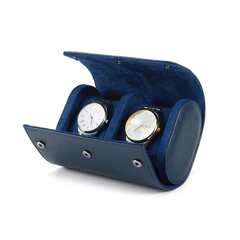 2023 New Blue Portable Watch Box High-Grade Leather Watch Storage Box Dust-Proof and Anti-Fall Multi-Function Watch