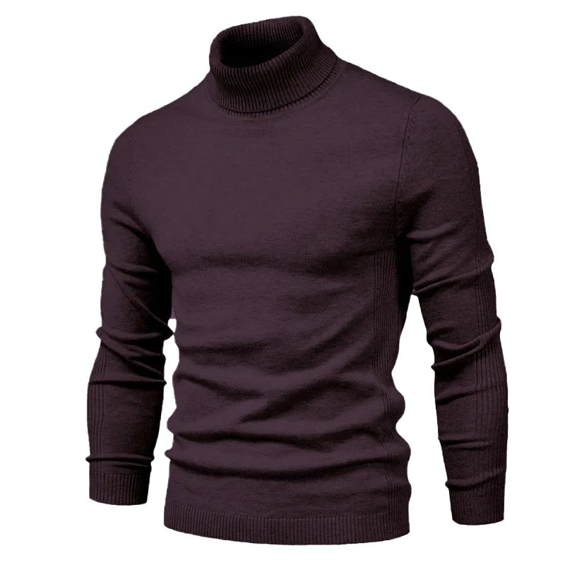 New Winter Men'S Turtleneck Thick Sweaters Casual Turtle Neck Solid Color Quality Warm Slim Turtleneck Sweaters Men Pullovers To