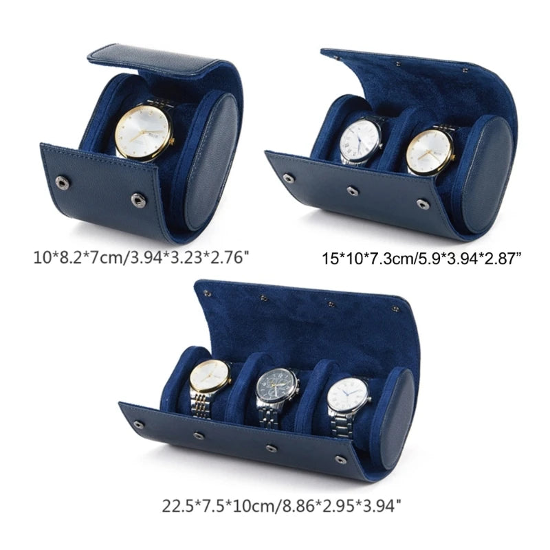2023 New Blue Portable Watch Box High-Grade Leather Watch Storage Box Dust-Proof and Anti-Fall Multi-Function Watch