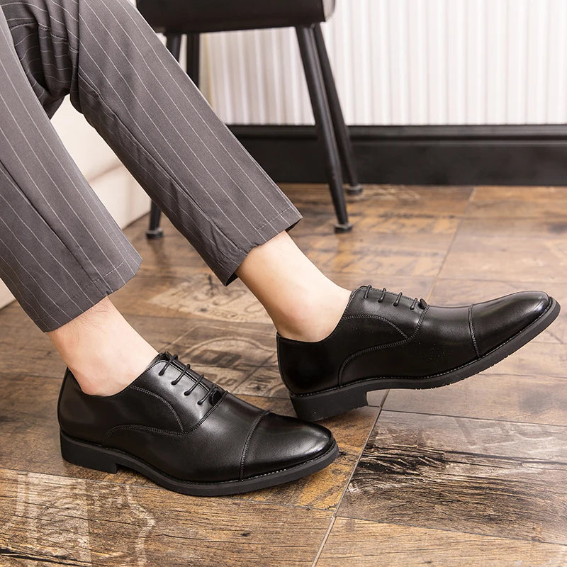 Luxury Business Oxford Leather Shoes Men Breathable Rubber Formal Dress Shoes Male Office Wedding Flats Footwear Mocassin Homme