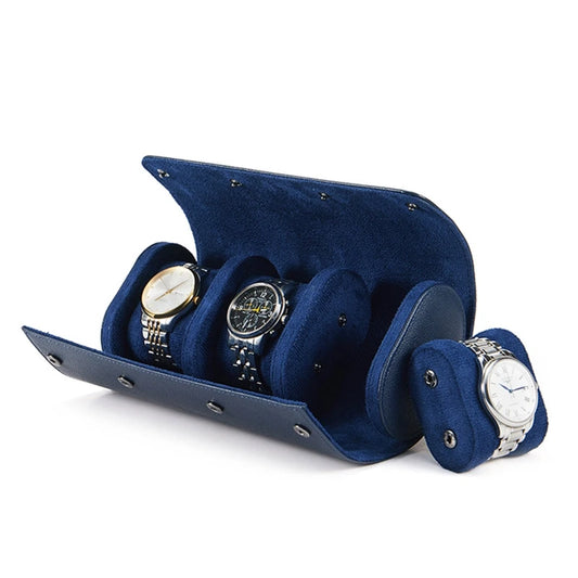2023 New Blue Portable Watch Box High-Grade Leather Watch Storage Box Dust-Proof and Anti-Fall Multi-Function Watch