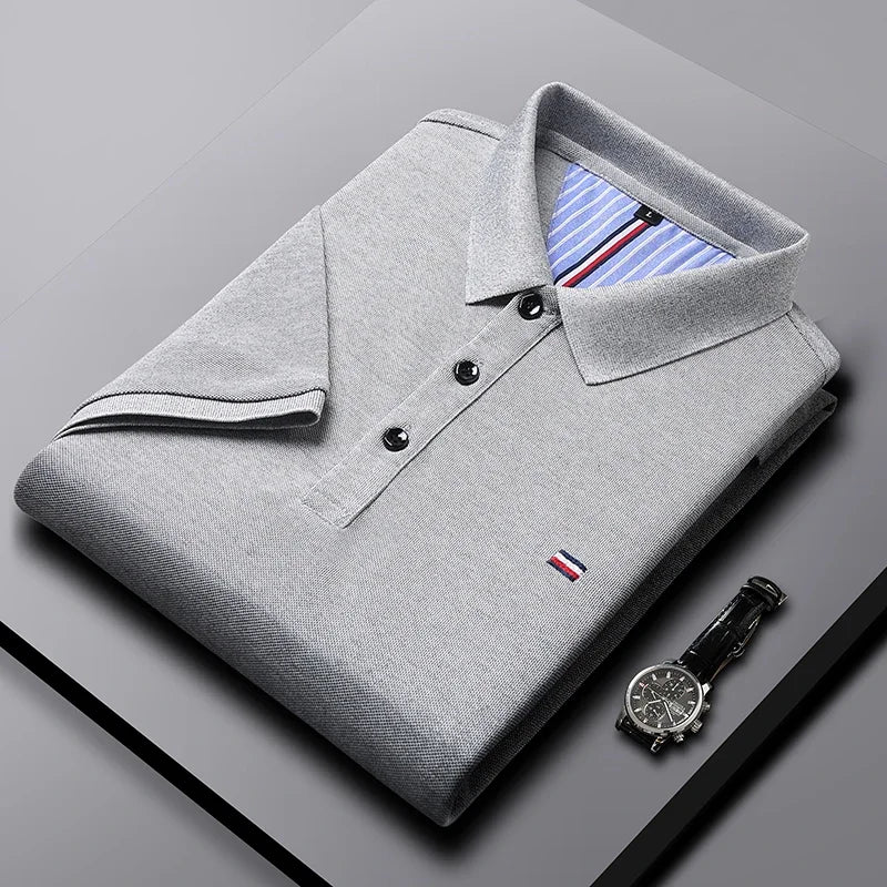 Men'S Casual Fashion Breathable Polo Shirt Comfortable Embroidered Top for Business and Leisure