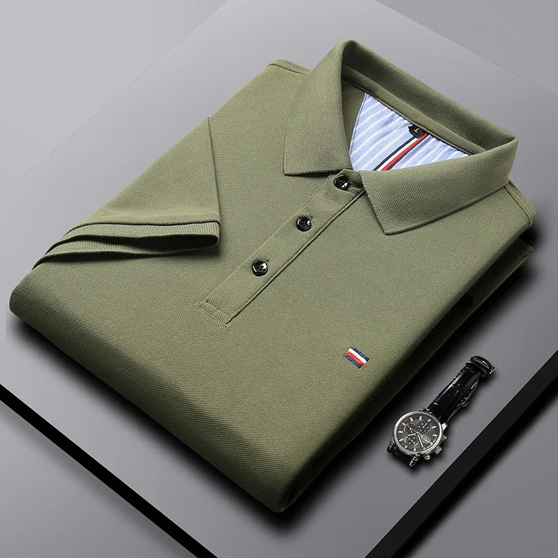 Men'S Casual Fashion Breathable Polo Shirt Comfortable Embroidered Top for Business and Leisure