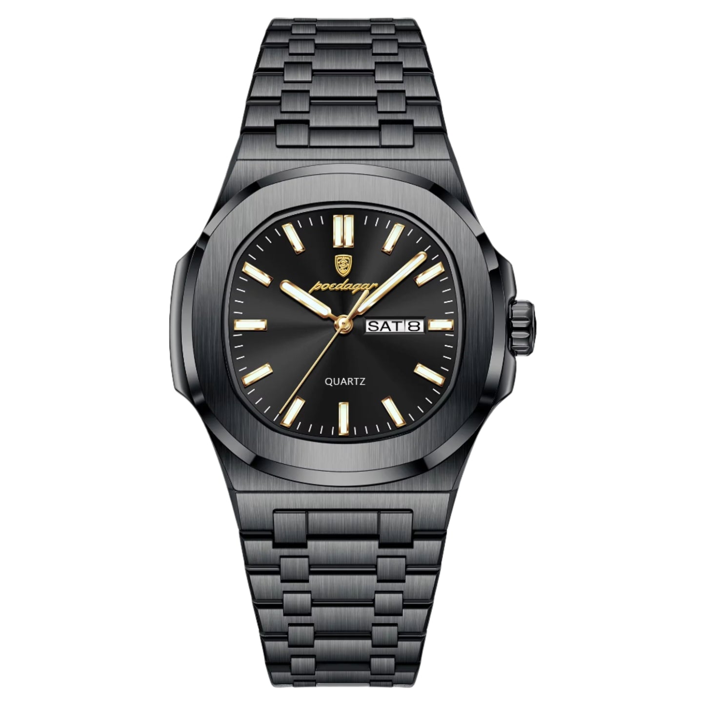Luxury Military Man Watch Square Waterproof Luminous Date Week Men Watch Stainless Steel Quartz Men'S Watches Reloj+Box