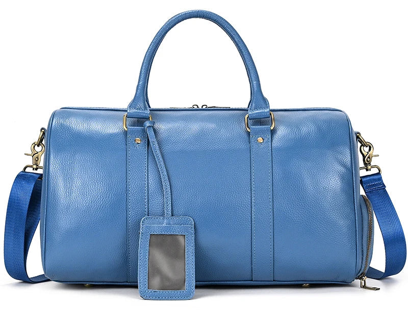 Luxury Genuine Leather Men Women Travel Bag Cow Leather Carry on Luggage Bag Travel Shoulder Bag Male Female Weekend Duffle Bag