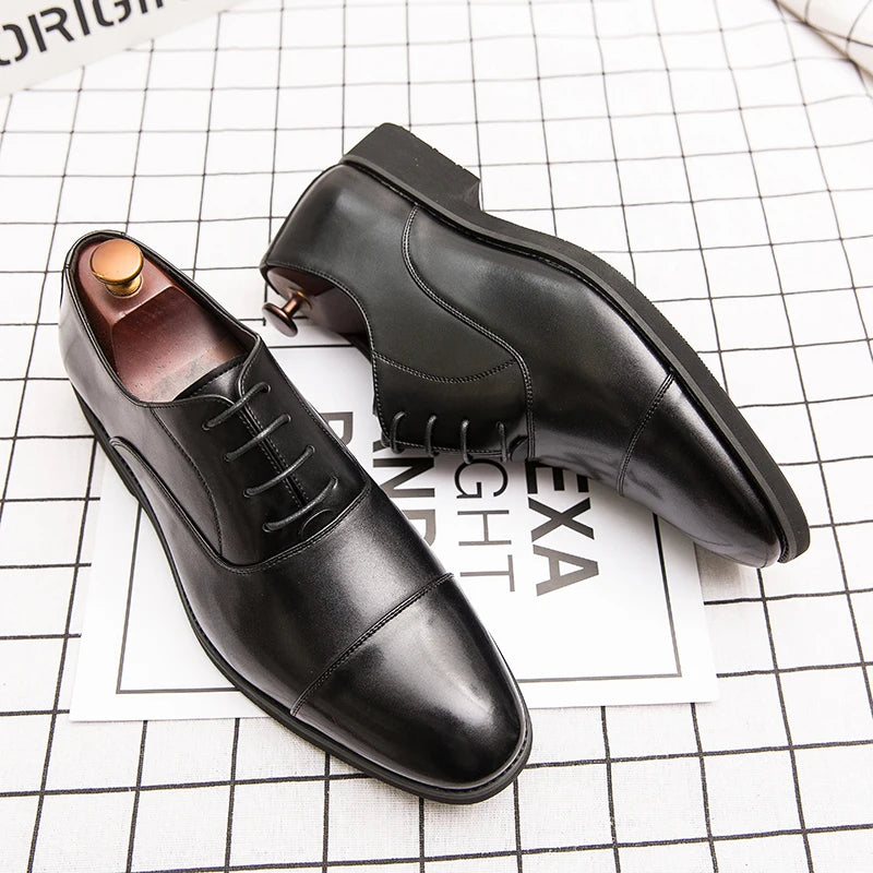 Luxury Business Oxford Leather Shoes Men Breathable Rubber Formal Dress Shoes Male Office Wedding Flats Footwear Mocassin Homme