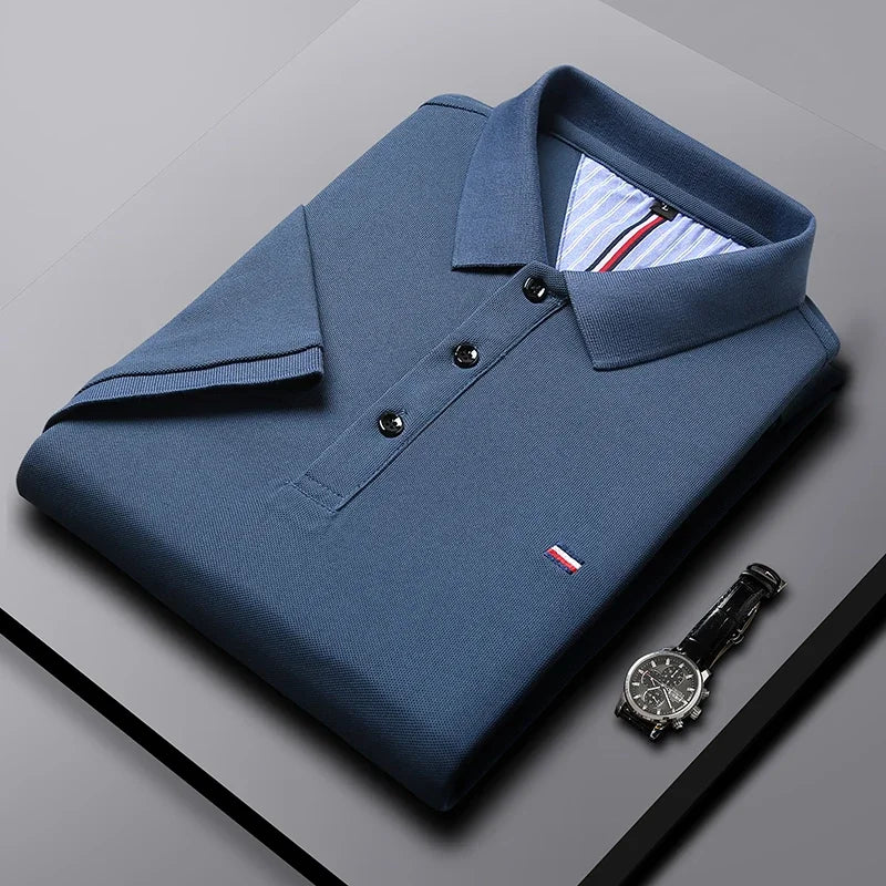 Men'S Casual Fashion Breathable Polo Shirt Comfortable Embroidered Top for Business and Leisure