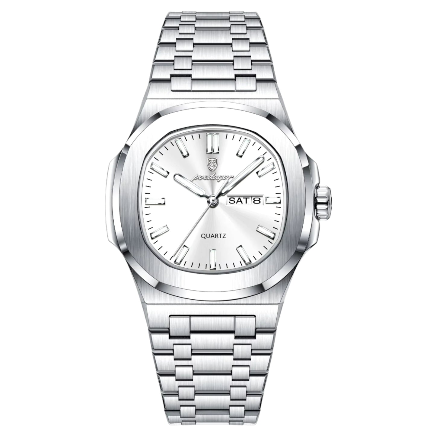 Luxury Military Man Watch Square Waterproof Luminous Date Week Men Watch Stainless Steel Quartz Men'S Watches Reloj+Box