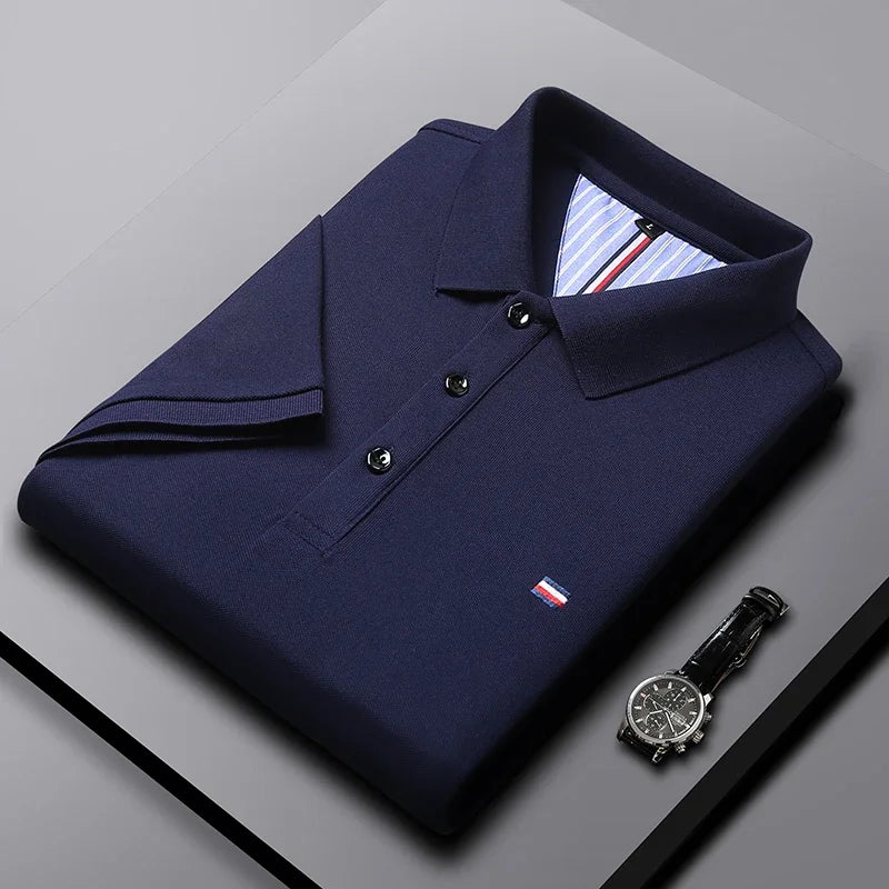 Men'S Casual Fashion Breathable Polo Shirt Comfortable Embroidered Top for Business and Leisure