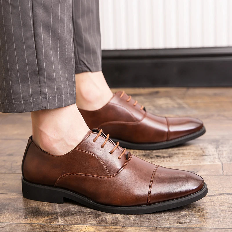 Luxury Business Oxford Leather Shoes Men Breathable Rubber Formal Dress Shoes Male Office Wedding Flats Footwear Mocassin Homme