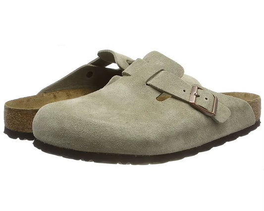 Factory Custom High Quality Men'S Leather Mules Cow Suede Cork Clogs for Indoor Outdoor