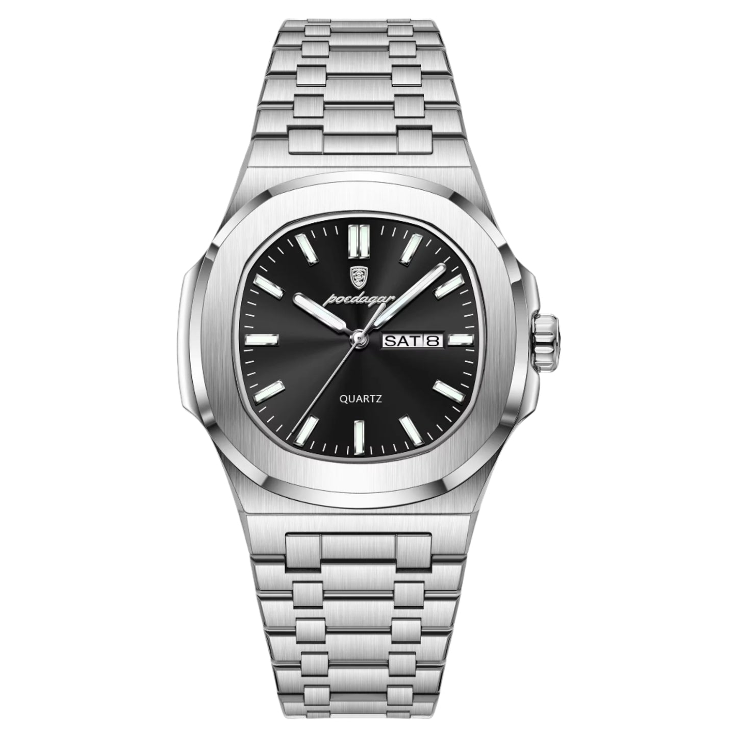 Luxury Military Man Watch Square Waterproof Luminous Date Week Men Watch Stainless Steel Quartz Men'S Watches Reloj+Box