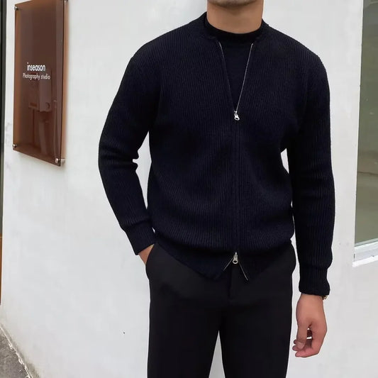 Men'S Knitted Topjacket New 2024 Spring Autumn Loose-Fit Trendy Korean Style Outerwear Sweater Cardigan Casual Scene Crew Neck